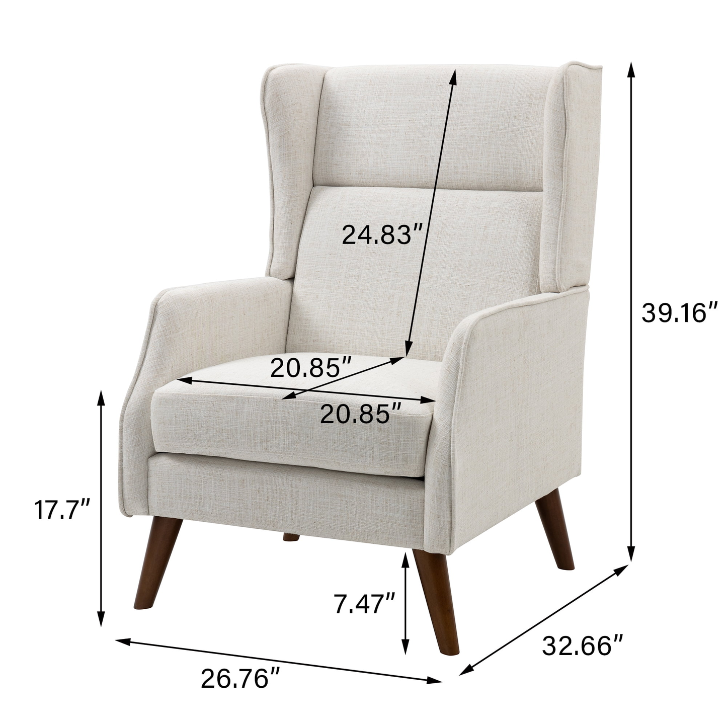 UIXE High Back Accent Chairs Wingback Recliner Chair Upholstered Single Sofa Modern Armchair for Living Room Office, Beige